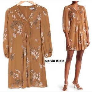 Calvin Klein Women's Floral tunic Brown Dress